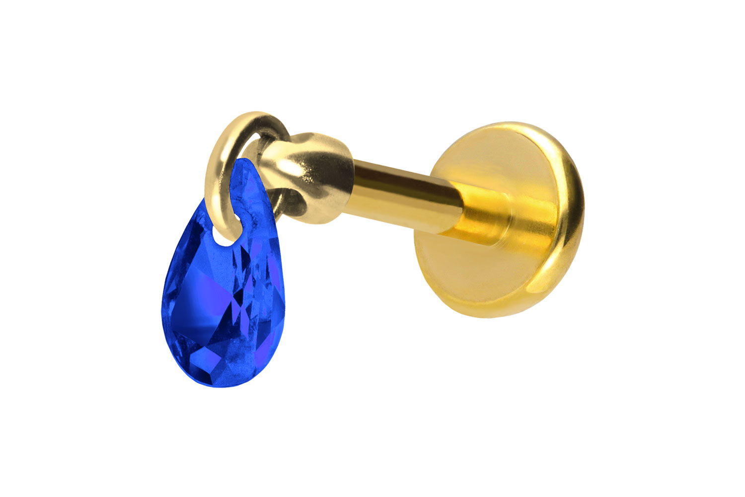 Titan Labret Piercing mit Push Fit KRISTALLTROPFEN
